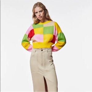 Zara Color block Wool Blend sweater size medium